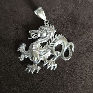 Large Sterling Silver Dragon Pendant